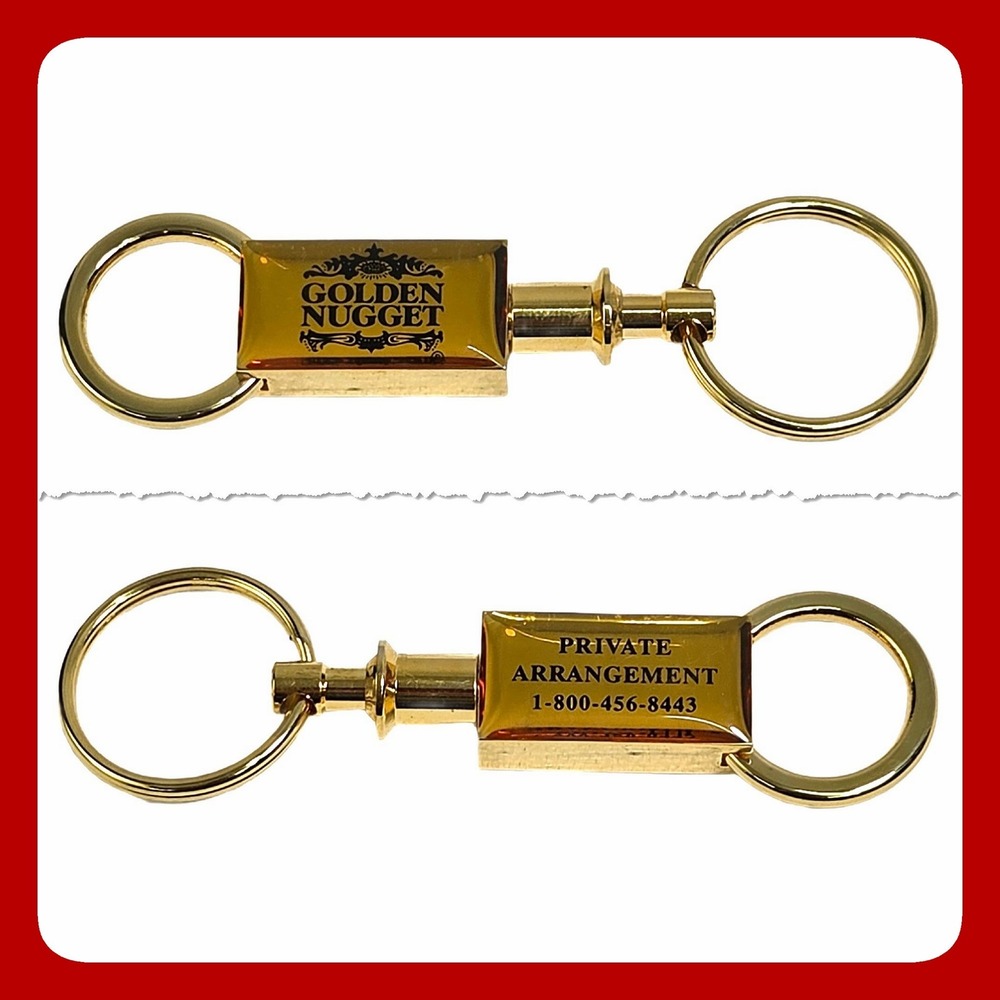 Golden Nugget Casino Las Vegas Gold Tone Quick Release Valet Keychain Novelty